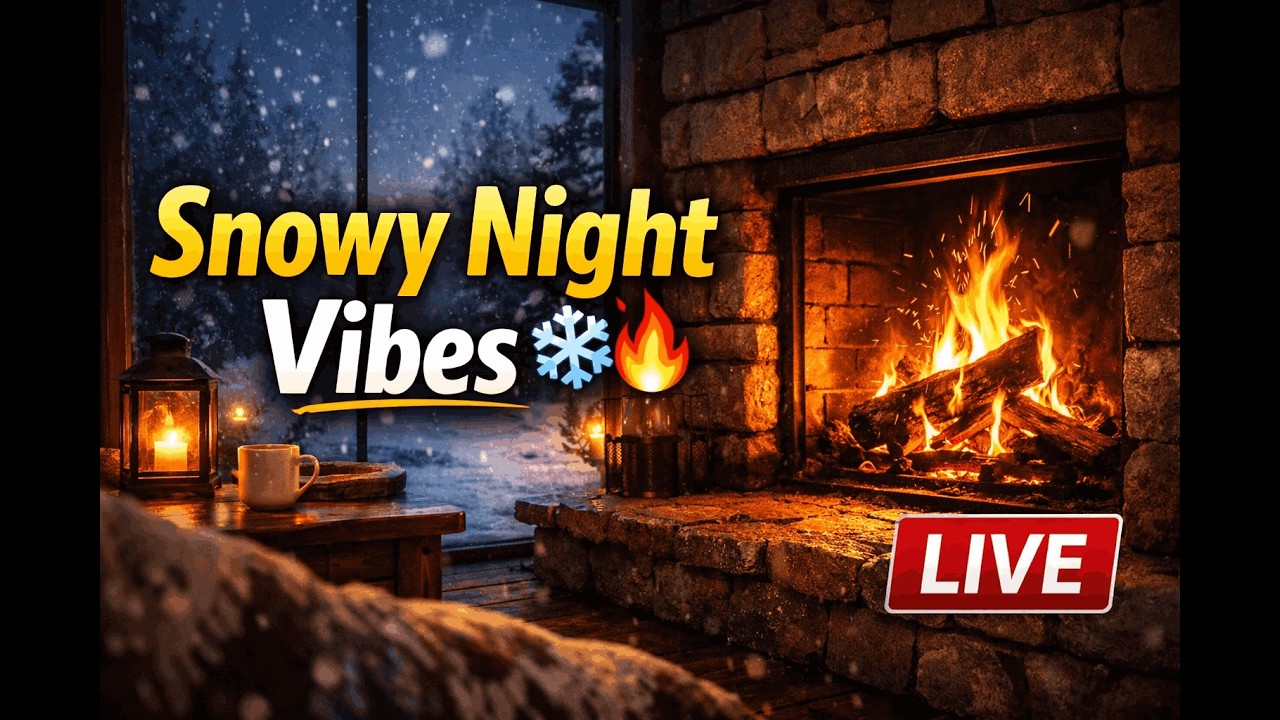 Bonfire Ambience 🔥| Cozy Fire Sounds ❄️ | Winter Night Relax | Sleep, Study, Stress Relief | LIVE