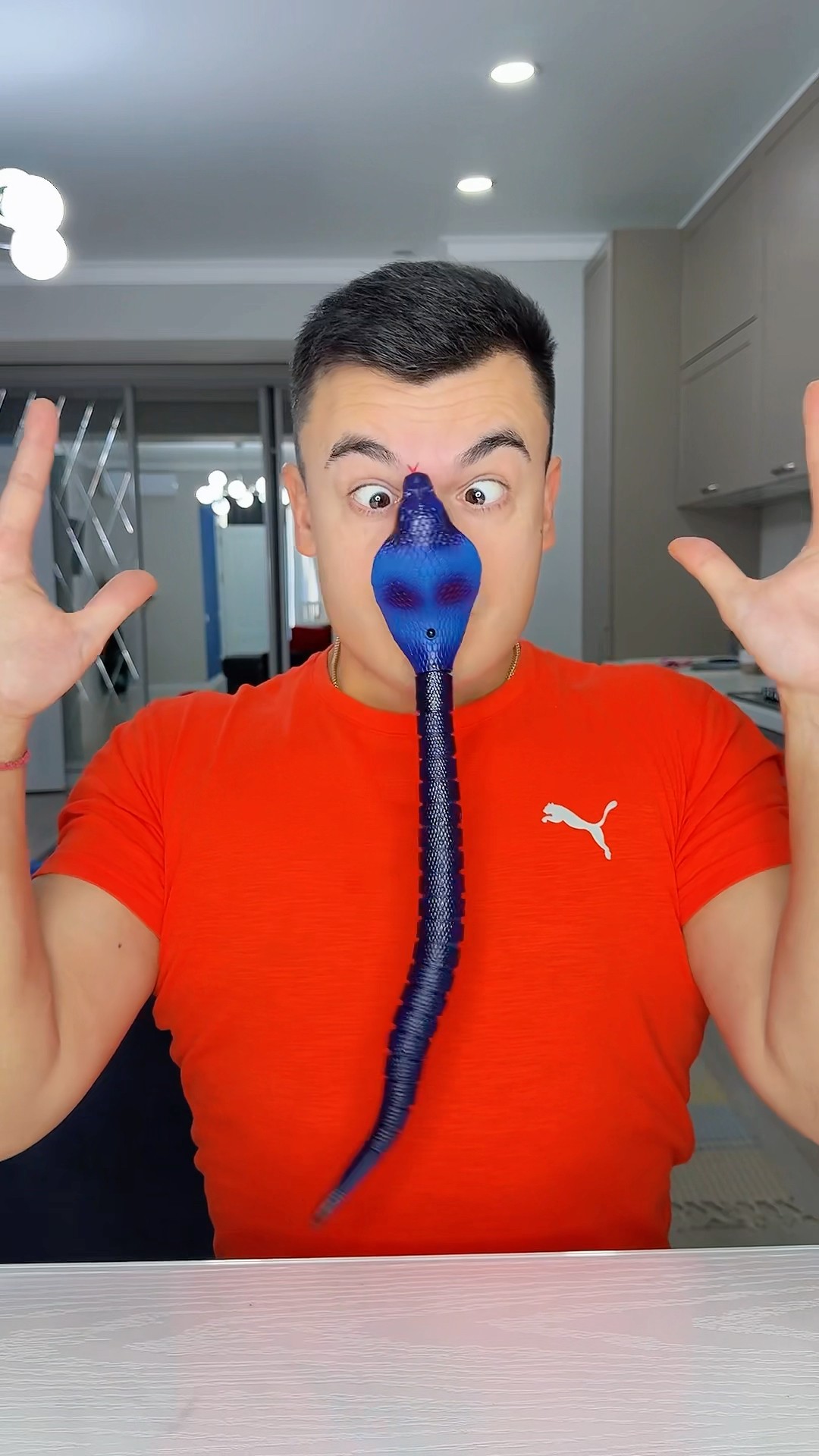 Snake on plasticine boy by Secret Vlog