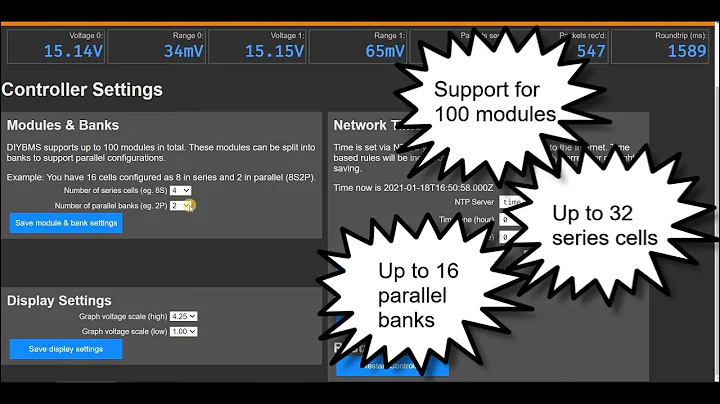 DIYBMS, support for 100 modules & new controller u...