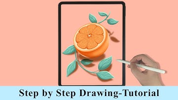 Juicy Orange With Leaves iPad Procreate Drawing - Step by Step Drawing Tutorial