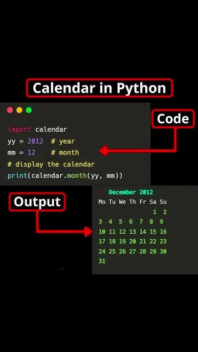 Python Calendar Code | Simple Calendar in Python - YouTube