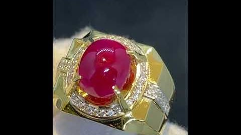 Nhẫn nam ruby Yên Bái chất màu cực đẹp lên vàng cực sáng