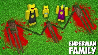 My family FOUND SCARY FAMILY ENDERMAN PIT in Minecraft ! WHERE DOES THIS TUNNEL LEAD ?