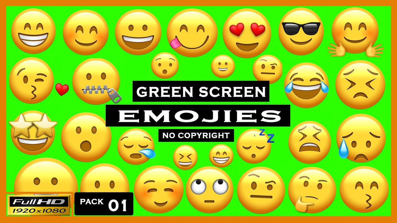 Pack 01 | Top 30 Animated Green Screen Emoji Free Download | Emojies ...
