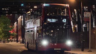 Vollständige Routenvisualisierung. Route: 42: Liverpool Street – East Dulwich Sainsbury’s | E400M...