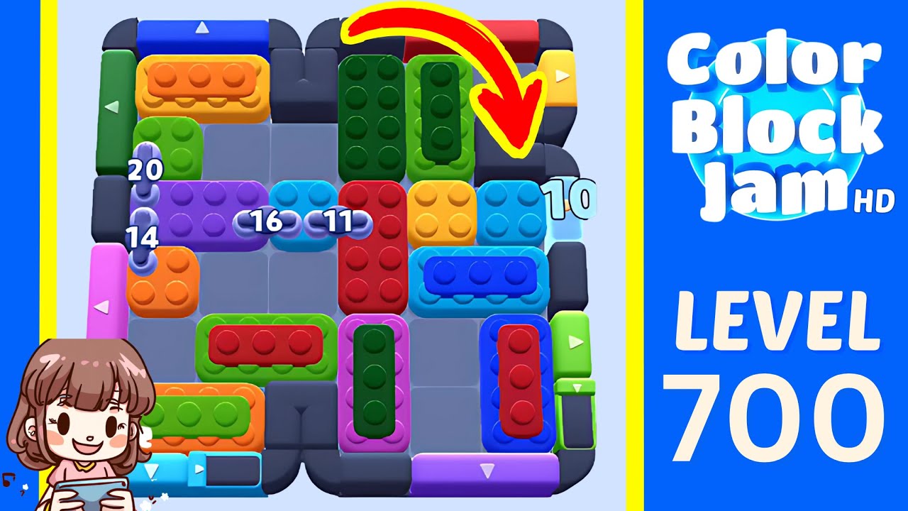 Color Block Jam Level 700 20, 14, 16, 11, and 10 opening layout opening frame