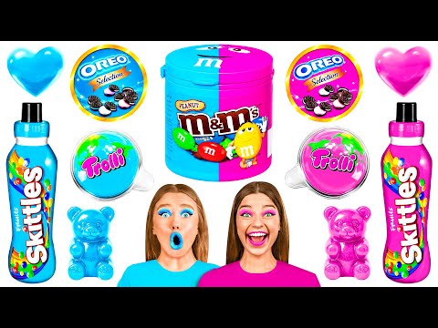 Pink Food vs Blue Food Color Challenge | Delicious Kitchen Hacks
