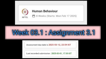 #Week : 03.1 Assignment -3.1 #NPTEL #Human Behaviour 8 Weeks(Starts : Mom Feb 17 2025) #vivekvlog024