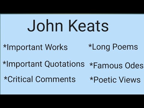 John Keats | Complete Works | Important Quotations| Important questions|  Oxbridge English|