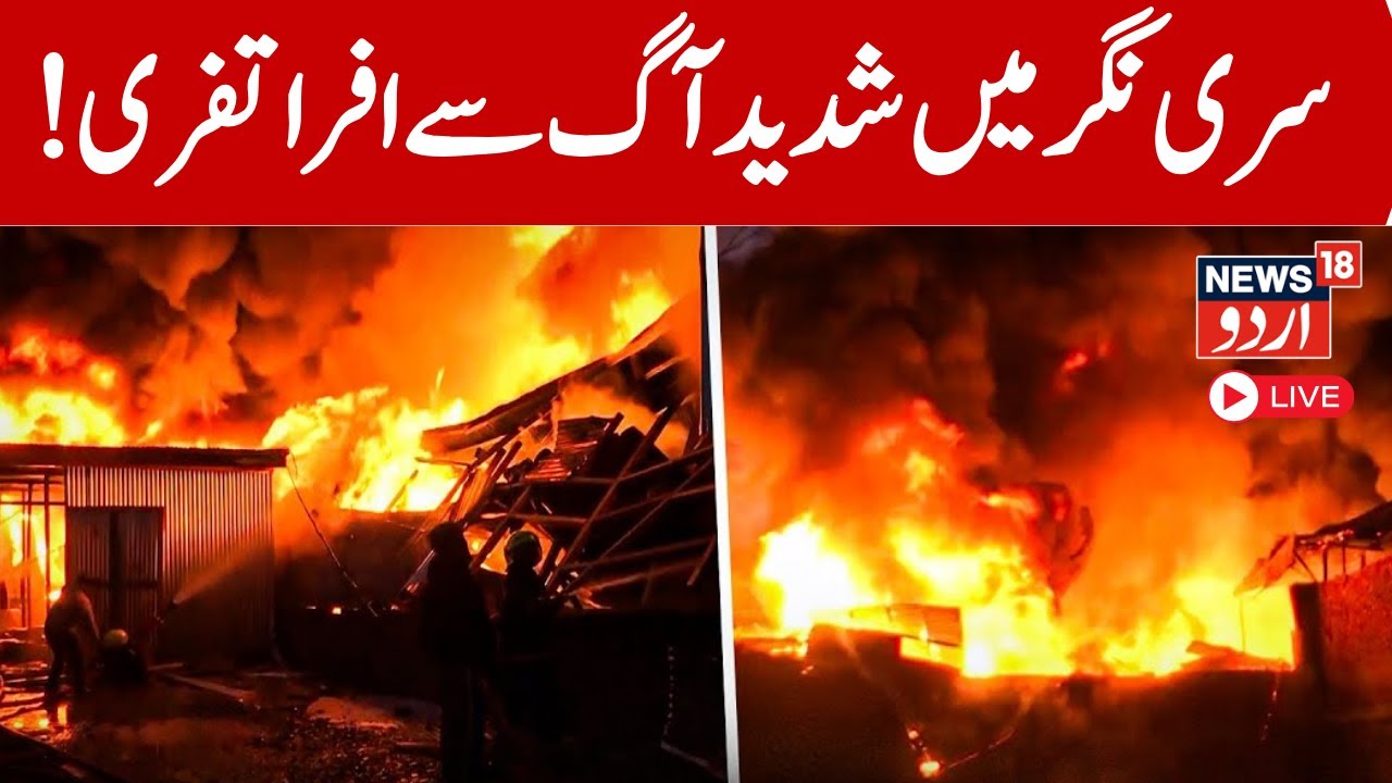 🟢Srinagar Fire LIVE: Massive Fire Breaks Out In Carpet & Furnishings Godown In Tengpora Area | J&K