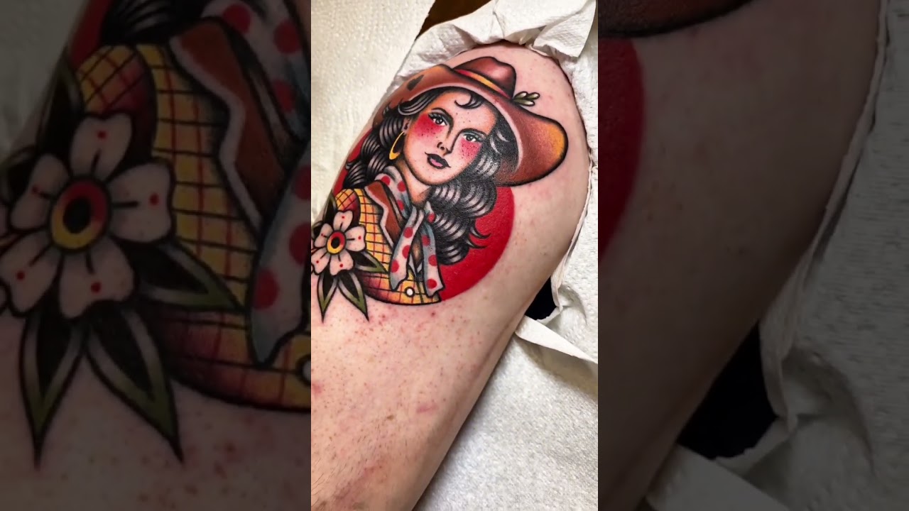 Traditional Tattoo: Cowboy Girl✨ - YouTube, image size:1280x720