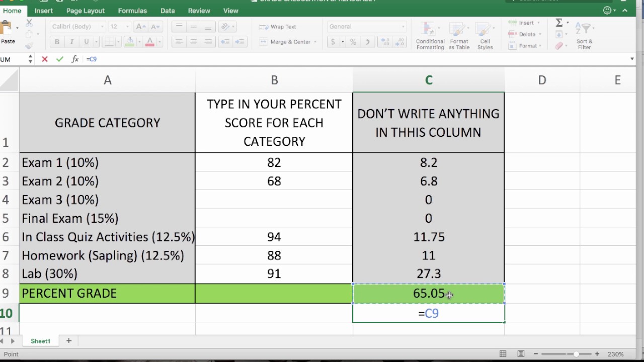 Weighted Grade Calculator Excel Template For Your Needs