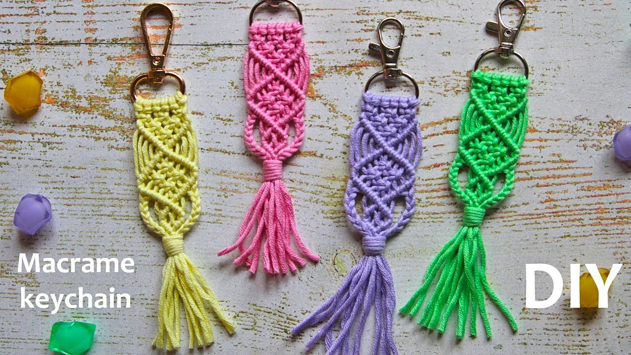 Como hacer llavero 💕 Corazones de Macramé / Macrame hearts keychain 