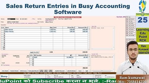 25 Sales Return Entries in Busy Accounting Software