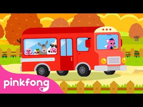 The Wheels on the Farm Bus Round and Round | Nursery Rhymes | Animal Songs | Pinkfong Songs