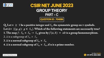 CSIR NET June 2023: Group Theory Question - Part C