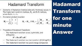 Hadamard Transform in simple and easiest way 