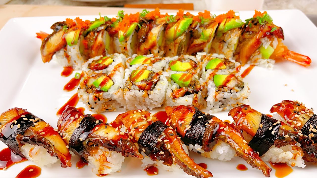 Dragon Sushi Roll, Eel Avocado, Unagi Don, Eel Nigiri 寿司卷