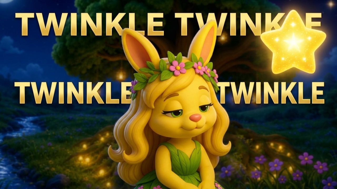Moonlit TinyTales scene for the Twinkle Twinkle Little Star bedtime lullaby for kids.