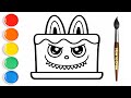 Labubu Cake Drawing and Coloring for Kids &amp; Toddlers / Drawing Lesson for Kids 