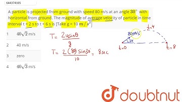 A particle is projected from ground with speed 80 m/s at an angle 30^(@) with horizontal from gr...
