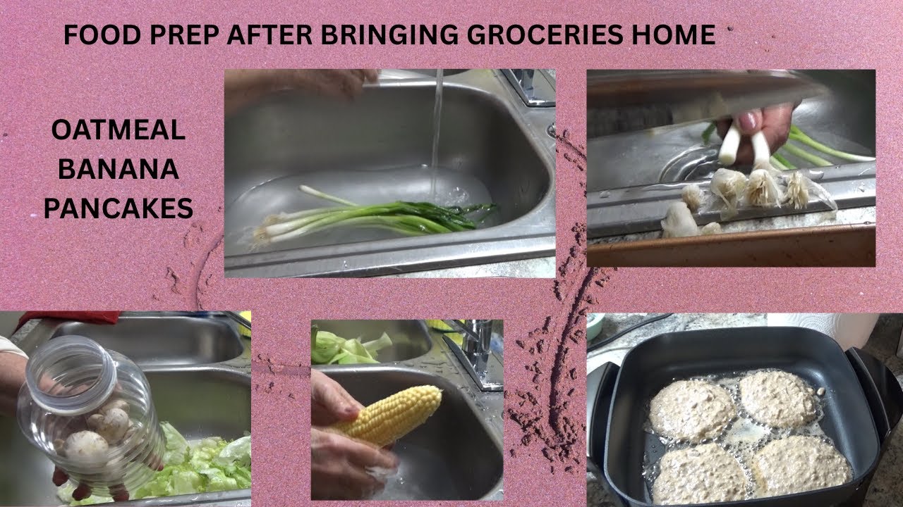 FOOD PREP AFTER GROCERY PICKUP II OATMEAL BANANA COTTAGE CHEESE PANCAKES, VERY FILLING