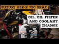 Suzuki GSX-R 750 SRAD Rebuild | Oil, Oil filter and Coolant Change!