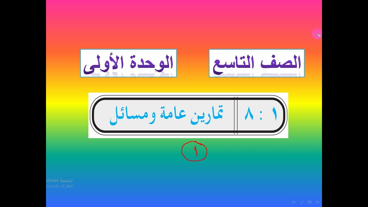 حل تمارين اتلكتاب على الوحدة الأولى     -  1