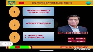 MCQ Quiz on Milling (Prep)|Workshop Technology -III @BSTechnicalEducator 