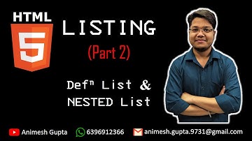 Lecture 14 - Definition List and Nested List