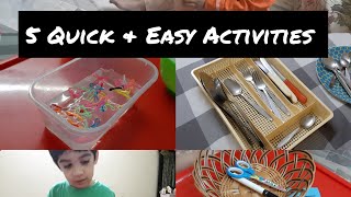 5 quick & easy activities for kids| DIY kids activities|fine motor skill Activity for kids
