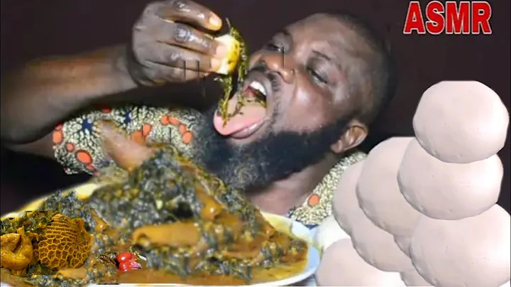 Asmr Mukbang Cook And Eat With Me Bitter Leaf Soup  With Assorted Cow Skin Meat &  Fufu/African Food