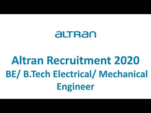 Altran Recruitment 2020  BE/ B.Tech Electrical/ Mechanical Engineer