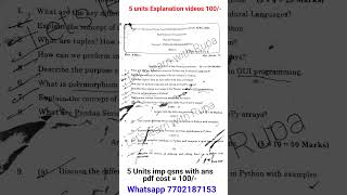 Python programming previous qsn paper degree 4th sem 2025 #rayalaseemauniversity #bca major #python