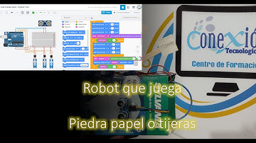 9 ROBOT QUE JUEGA PIEDRA PAPEL O TIJERA CON ARDUINO Y TINKERCAD POR BLOQUES