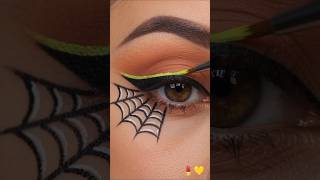 Neon Spider Web Eye Makeup That Looks Insane! 🕸️💚 #shorts #makeupmafia #makeupgeek #makeupeffects