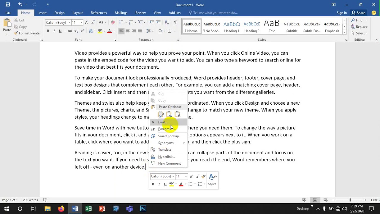 কি ভাবে MS Word এ Cut Copy Paste Redo Undo করা যায় - YouTube