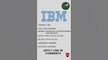IBM Hiring Freshers 2023 | For Data Engineer #ibm | latest job updates | daily job updates | jobs