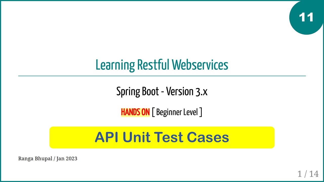 11 - RESTFUL WEBSERVICES – API UNIT TEST CASES - BEGINNER - HANDS ON