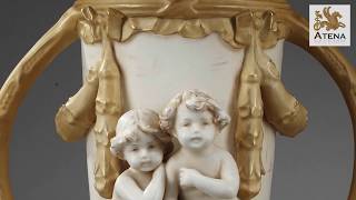 Paire de vases Royal Dux en porcelaine d'époque Art nouveau
