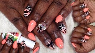 coffin nail acrylic gel shaped ballerina bling polish