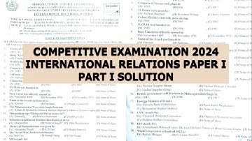 International Relations I | CSS 2024 IR-1 MCQs | CSS Solved Past Paper | CSS PCS CCE | SPSC FPSC