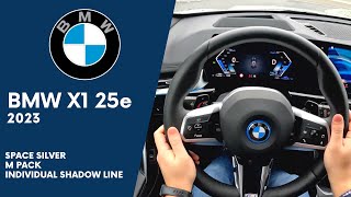 BMW X1 25e 2023 in Space Silver, silent POV test drive