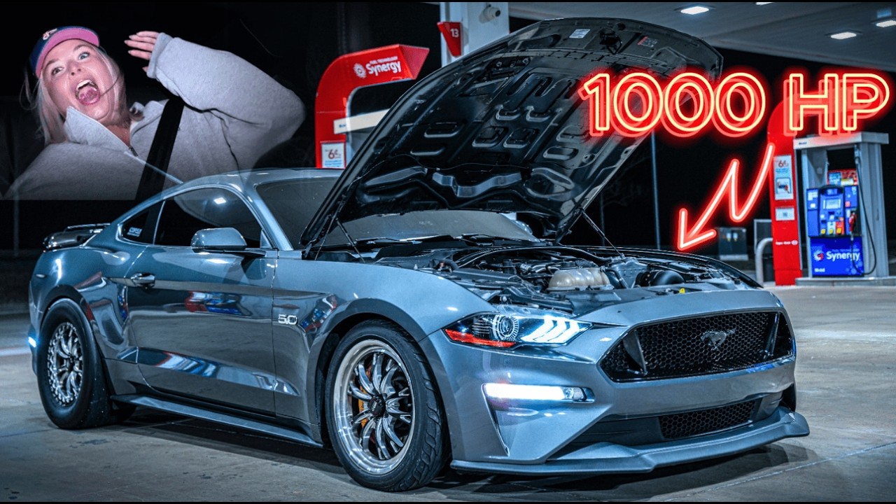 Реакция девушки на Mustang мощностью 1000 л.с. (забавно)