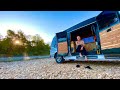 First Solo Overnight in my Van Down By The River | VAN LIFE OFF GRID