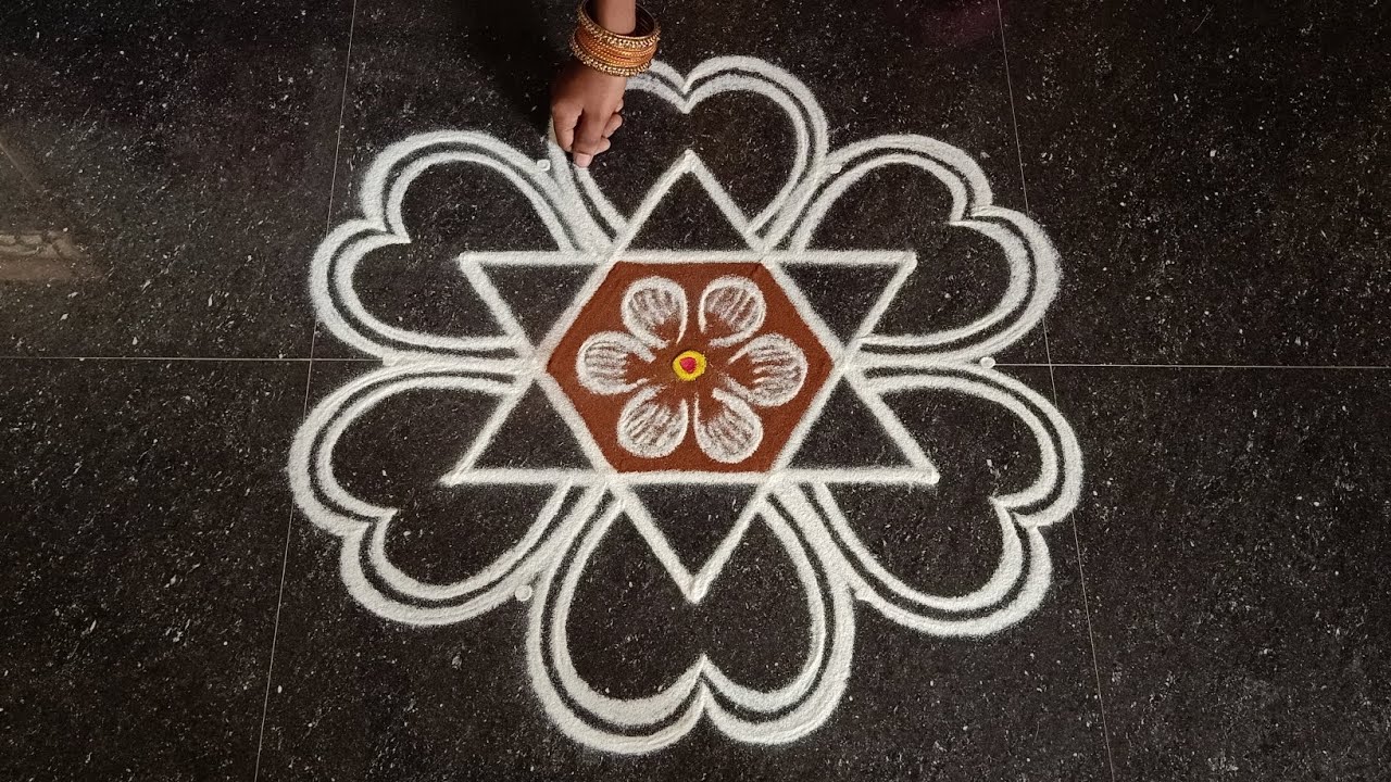 chithirai madham simple flower kolam | 5*3 easy pandaga muggulu | easy rangoli | rangoli kolangal