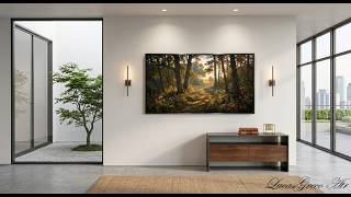 Forest Landscape Printable Wall Art, Woodland Oil Painting, Rustic Cabin Decor, Cottagecore Nature P