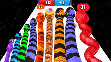 Snake Run Race vs Snake Clash - Gameplay Walkthrough (NOOB vs PRO vs HACKER) ASMR Math Games 