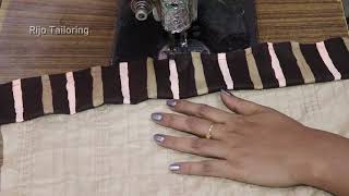 how to plain churidar front bottom border stitch | plain chudi top converted to designer chudi top