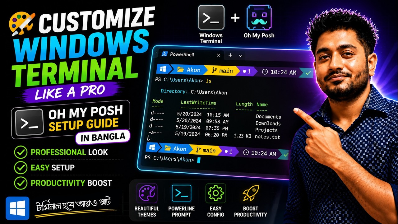 🎨 Customize Windows Terminal Like a Pro | Oh My Posh Setup Guide in ...
